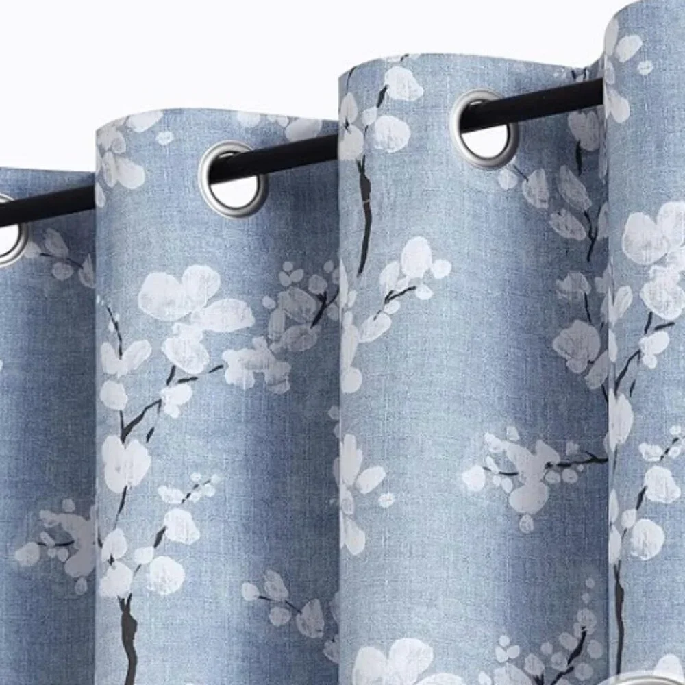 Full Blackout Plum Blossom Curtains – 2 Panels, 50
